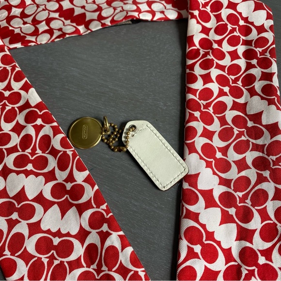 Y2K Coach Signature & Heart Print Silk Twilly / Bag Tie & Hang Tag - Picture 9 of 9